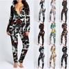 Women's Button-Down Halloween Print Functional Buttoned Flap Adults Jumpsuit