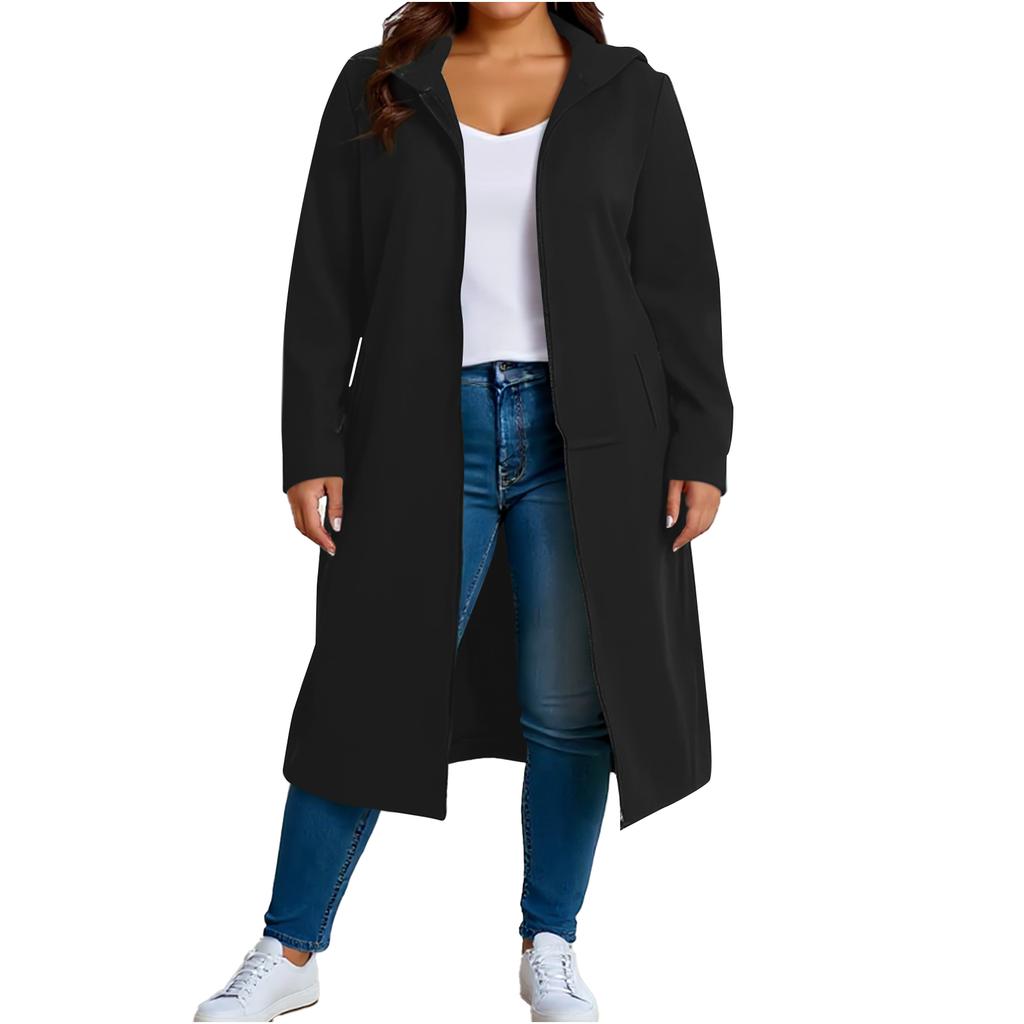 Women's Fashion Casual Plus Size Hooded Long-Sleeve Solid Jacket