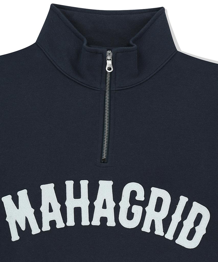 MAHAGRID Arch Logo Applique Half Zip-Up Sweatshirt Navy(Mg2Fsmm444A)