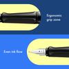 Lamy Safari Черный Глянцевый Черный Цвет Эргономичная Рукоятка и Полированная Сталь Размер F Идеально Подходит для Письма и Каллиграфии Включает Картридж с Чернилами LAMY T10 Синий