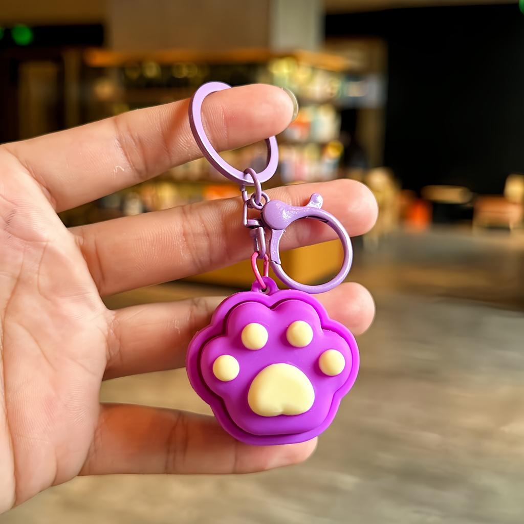 Cartoon Cute Cat Paw Decompression Button Keychain Doll Couple Bag Pendant Exquisite Small Gift