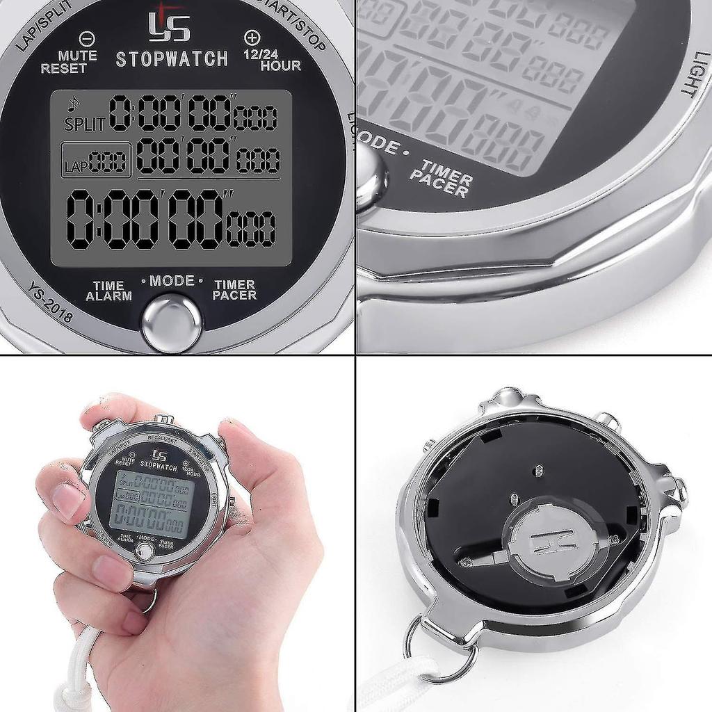 Stopwatch Metal Stopwatch Timer With Backlit Lap Memory Digital Stop Watch For