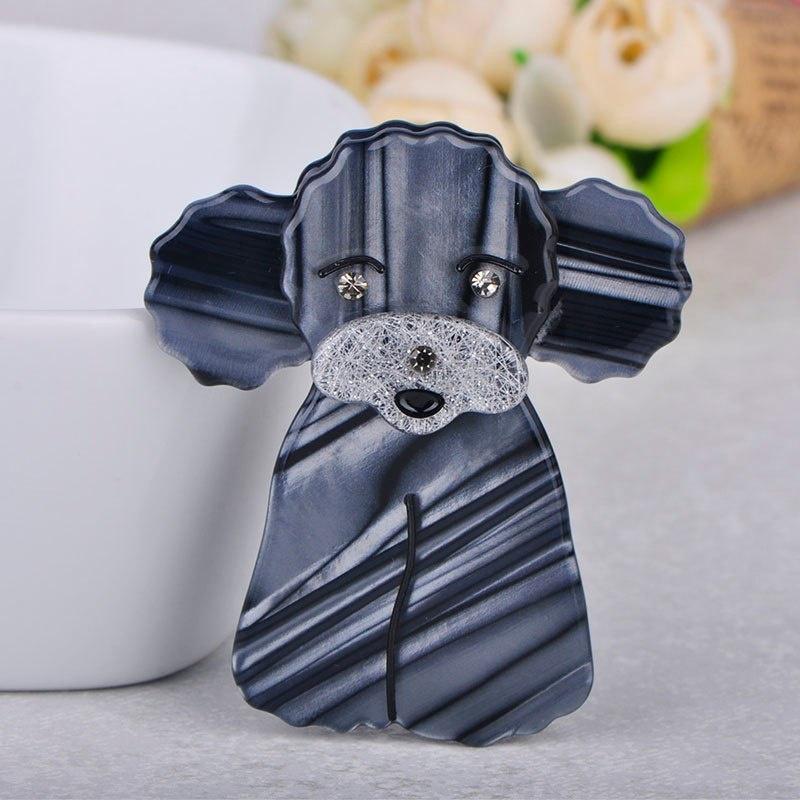 Blucome Lovely Brown Toy Poodle Dog Shape Brooch Animal Pattern Acrylic Corsage Pins