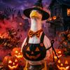 Halloween Goose Statue Mini Desk Statue, Cute Small Figurine with Hand Painted Garden Pumpkin Apron And Wizard Hat for Home Office Table Decor