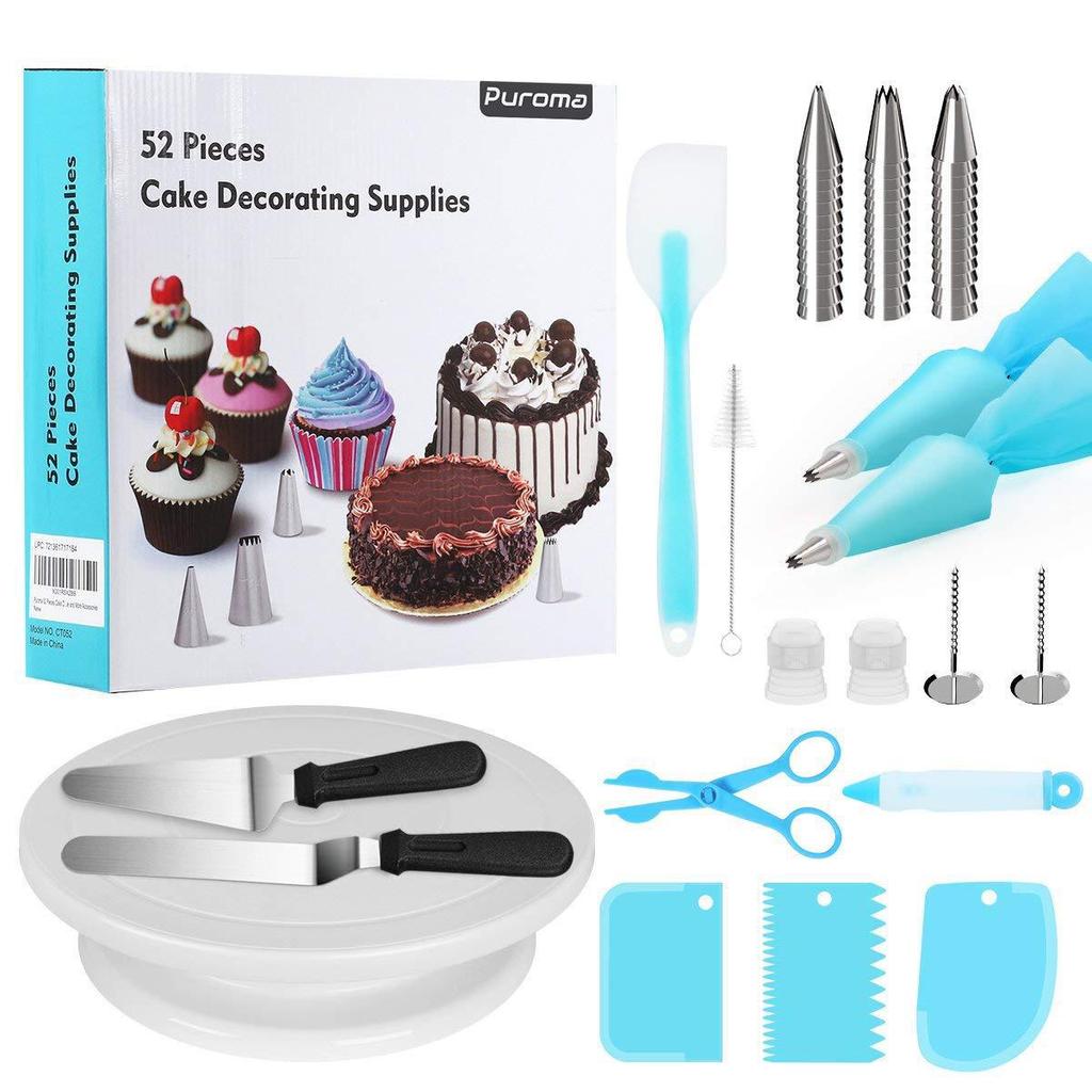 52PCS Cake Decorating Supplies Tips Kits Stainless Steel Baking Supplies Icing Tips with Pastry Bags