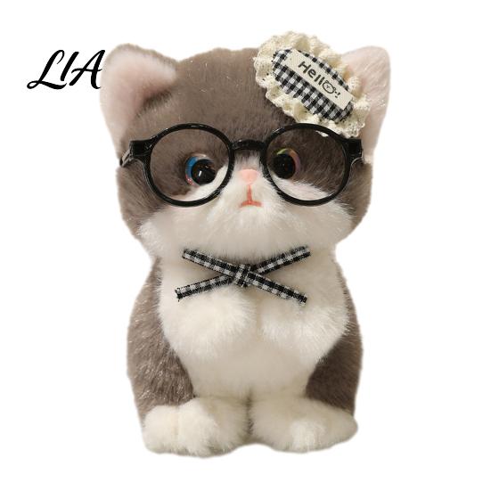 Plush Toy Accessory Cute Kitten Pendant with Glasses And Tie, Soft Stuffed Animal Small Hanging Ornament Keychain for Backpacks Keys, Decorative