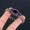 Браслет с синим сапфиром, Браслет из натуральных камней ручной работы, Антикварное украшение, обернутое медной проволокой 999 пробы, Для подарка на помолвку