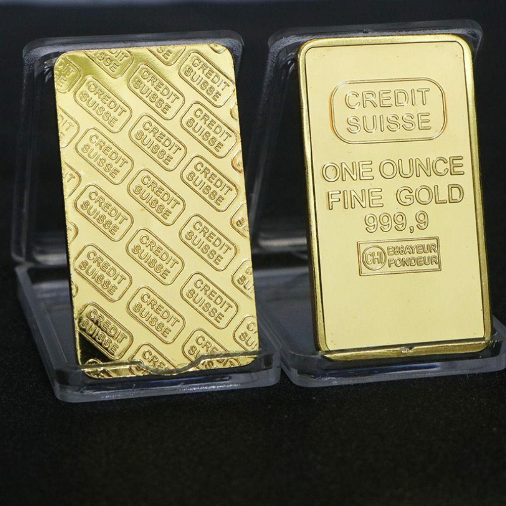 Fine Gold Gold Plated Bullion Bar Modern with Different Serial Swiss Bank Gold Bullion Bar Funny Replica Commemorative Coin Home