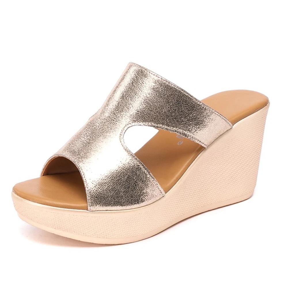 Летние туфли на танкетке женские туфли на платформе женские туфли на высоком каблуке кожаные шлепанцы женские сандалии женская обувь Zapatos De Mujer