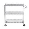 Kitchen Utility Cart, 3 Tiers, Wire Rolling Cart with 661LBS Capacity, Steel Service Cart on Wheels, Metal Storage Trolley with 80mm Deep Basket