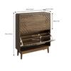 60 cm Shoe Cabinet Made of Walnut Wood in Mid-Century Modern - Freestanding Piece with 2 Flip-Down Compartments, Ideal for Entryway, Hallway and Foyer