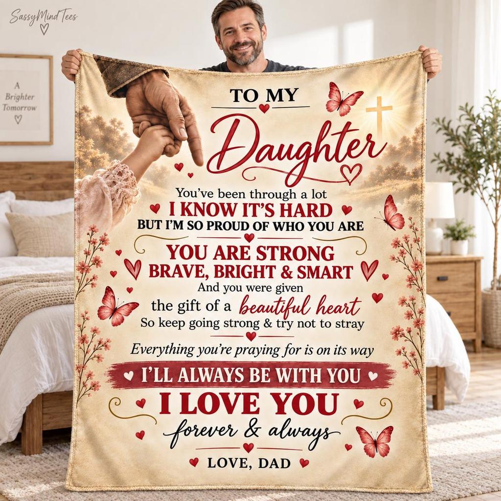 Personalized To My Daughter Blanket, Dad to Daughter Gift, Custom Name Fleece Throw, Inspirational Family Keepsake, Daughter Birthday Gift