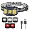 COB LED уличный налобный фонарь с зарядкой через USB, налобный фонарик с дисплеем мощности, мощный налобный фонарь для ночной рыбалки на открытом воздухе