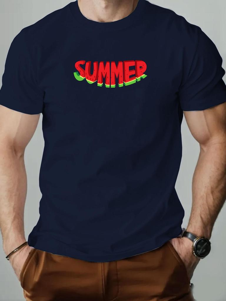 Mens cotton Tshirt watermelon character SUMMER summer round neck short sleeve graphic breathable fashion casual Tshirt