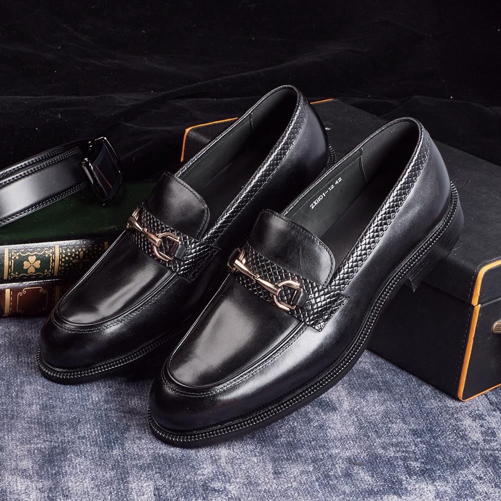 Summer New Horse Buckle Loafers Men'S Handmade Leather Retro British Men'S Leather Shoes One-Pedal Casual Single Shoes