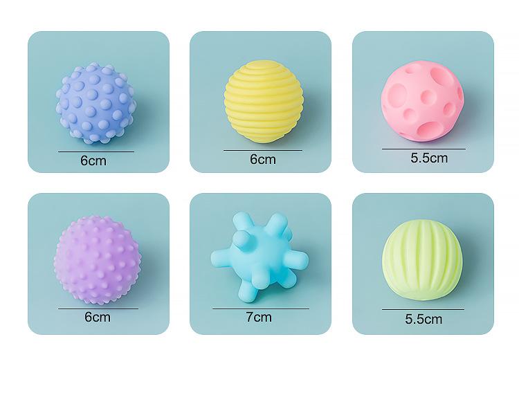 6pcs Textured Multi Ball Set Develop Baby's Tactile Senses Toy Kids Touch Hand Ball Toys Baby Training Ball Massage Soft Ball