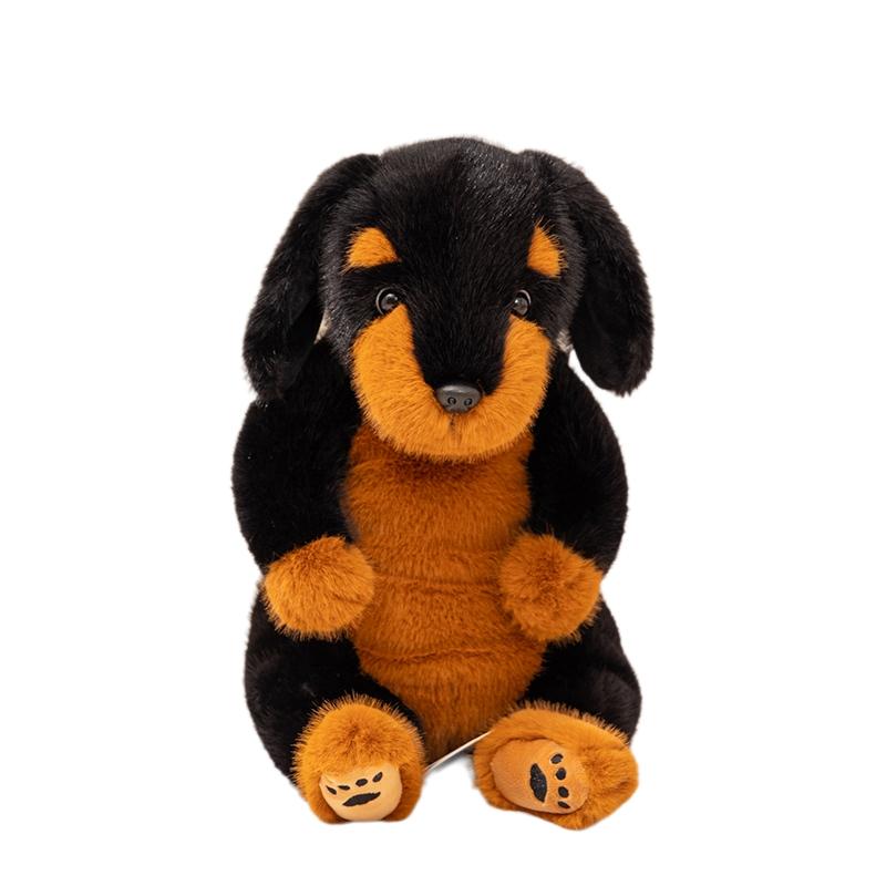 45Cm Rottweiler Dog Plush Toy Stuffed Black Brown Puppy Sitting Cartoon Animal Doll Like Real Plushie Sleeping Companion Gift