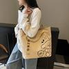 Casual Canvas Bag Women's Large-capacity New Cute Printed Shoulder Bag Class Commuter Tote Bag