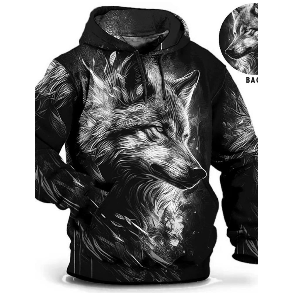 Men's Unisex Hoodie Fashion Pullover Hoodie Sweatshirt Hooded Animal Wolf Lion Dragon Tiger Print Daily 3D Print Casual Hoodies