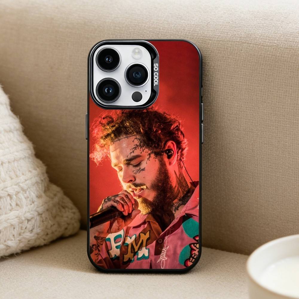 King P-Post M-Malone Phone Case For iPhone17, 16,15,14,13,12 Pro Max Black Candy Matte Shockproof Cover