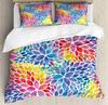 Rainbow Duvet Cover Set,Colorful Abstract Geometric Pattern with Triangle Polygon and Other Shapes Rainbow Bedding Set King Size