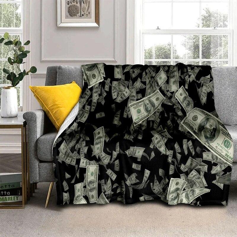 Богатое 3D одеяло с узором в долларах и евро, мягкое одеяло для дома, спальни, кровати, дивана, пикника, путешествия, офиса, одеяло, детское одеяло