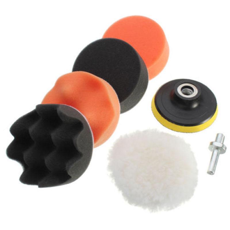 7pcs 3" 80mm Car Polishing Buffing Pad Wheel Kit+Drill Adapter for Car Buffer