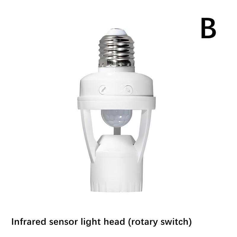 AC 85-265V Держатель лампы с датчиком движения человека PIR, регулируемая задержка времени, переключатель, светодиодный ночник 360 градусов, патрон E27