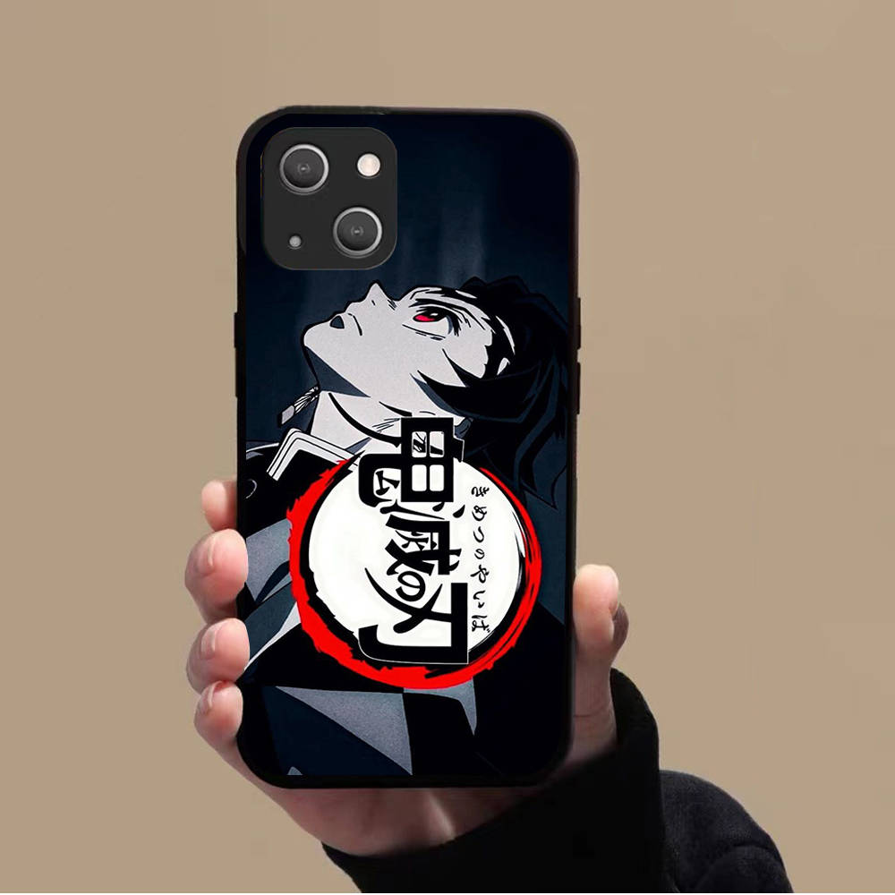 KK-10 Demon Slayer Soft Black Case for iPhone XR 14 15 11 12 13 6 7 8 X XS Pro Max Samsung S22 S23 S21 S24 FE Ultra S8 Plus