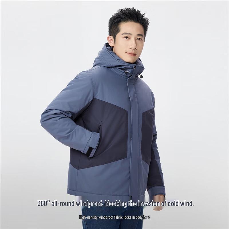 Giordano Men's Color-Block Padded Hooded Jacket