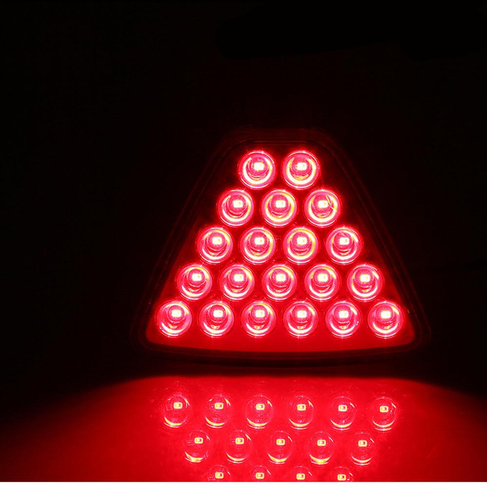 Motorcycle Car Indicator Triangle Rear Brake Light Warning Strobe Stop Safety Red Rear Bumper Light 12V