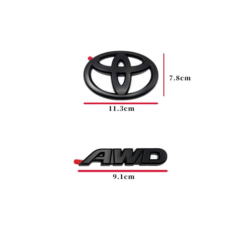Juego de 4 Emblemas con Logotipo en Negro Mate ABS OVERLAY para TOYOTA RAV4 XLE XLE LIMITED 2019-2024, Adhesivo para Maletero, A