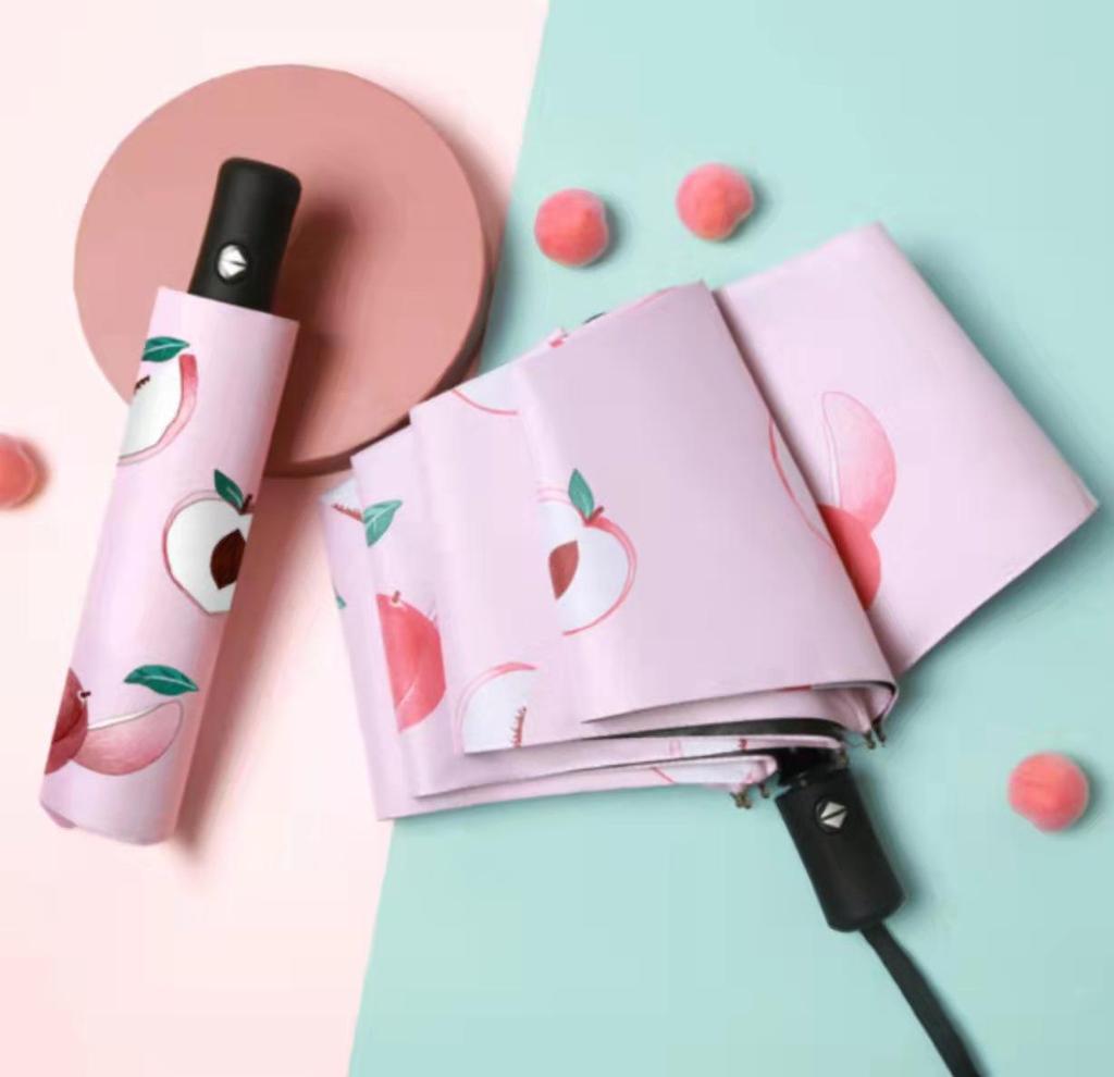 Женский автоматический складной зонт от солнца и дождя с защитой от УФ-лучей и логотипом