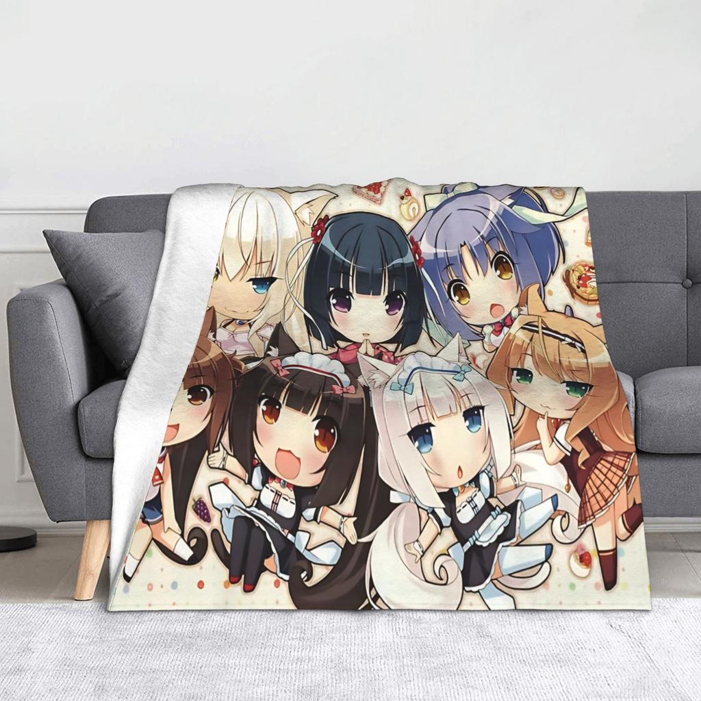 Nekopara Game Chocola and Vanilla Blankets Flannel Summer Air Conditioning  Portable Soft Throw Blanket for Sofa Couch Rug Piece