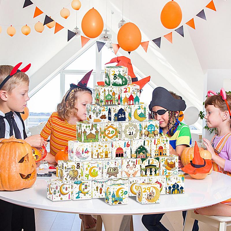 30 шт. Коробка для конфет Ид Мубарак Календарь 30 дней Календарь обратного отсчета Украшения Пустой календарь Коробка для конфет и печенья для заполнения