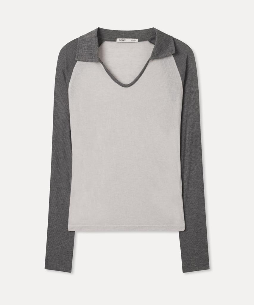 MIXXO Контрастная футболка с длинным рукавом и воротником_Miwlwg439A
