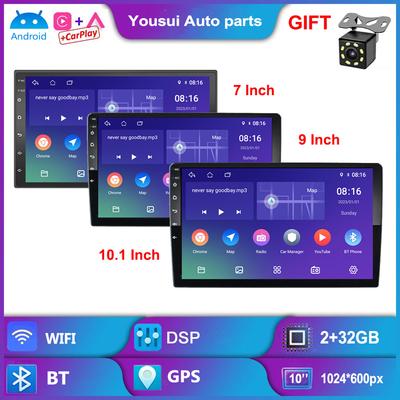 2 + 32G Универсальный 2 Din 7 "9" 10 "Android Radio Auto Android Player 9.0 Поддержка автомобильного плеера Зеркальная связь заднего вида WIFI GPS BT FM Управление на рулевом колесе