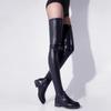 2025 Winter Plus Size Women's Over-the-Knee Boots with Side Zipper Low Heel Round Toe Leather Fashion Comfortable Boots