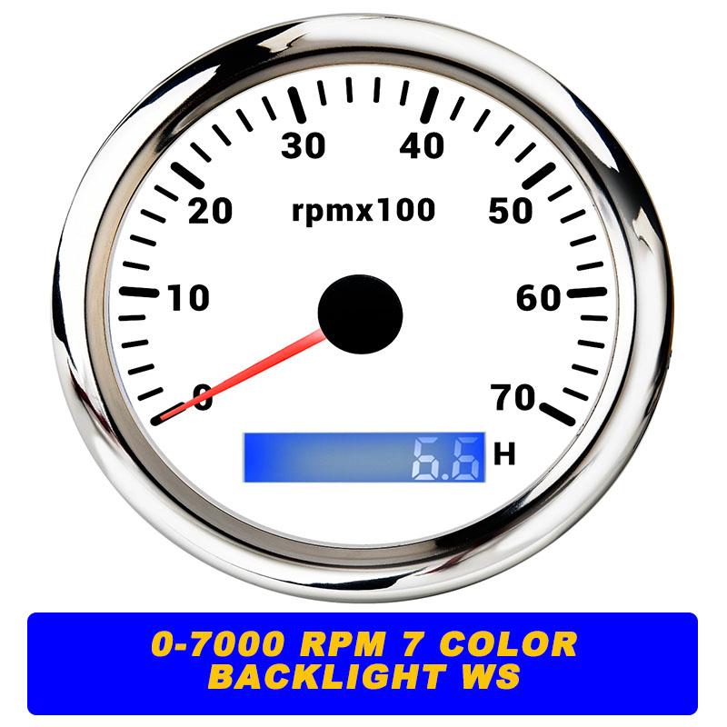 New 7 Color Backlight 85mm Tachometer Gauge For Marine Boat Car Truck 9-32V LCD 3K~8K RPM Tacho Digital Hour Meter