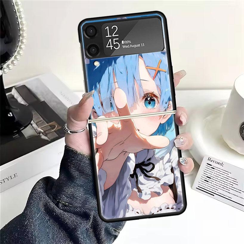 Чехлы для Samsung Galaxy Z Flip 4 5 6 7 3 Z Flip7 Flip6 Flip4 Flip5 Flip3 5G с принтом R-Rem из аниме Re Zero, Жесткие противоударные Fundas