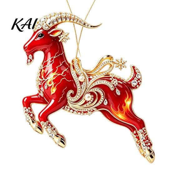Winter Holiday Gift for Party 2PCS Christmas Goat Hanging Ornaments, Decorative 2D Acrylic Tree Decorations Pendants, Lightweight Festive Ornaments