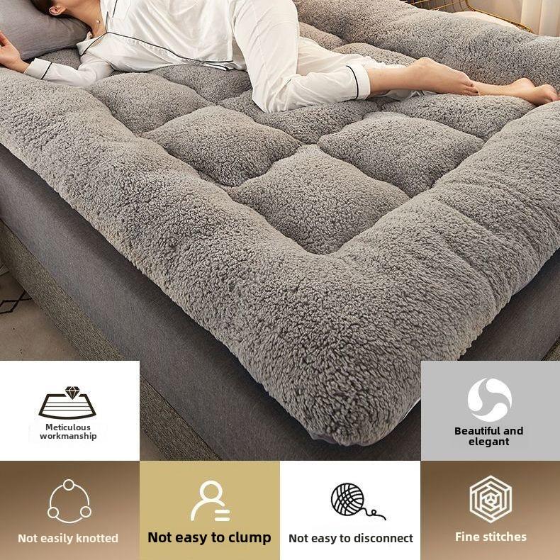 Толстый бархатный матрас из ягненка, мягкий пенный спальный коврик, напольный топпер для спальни в общежитии