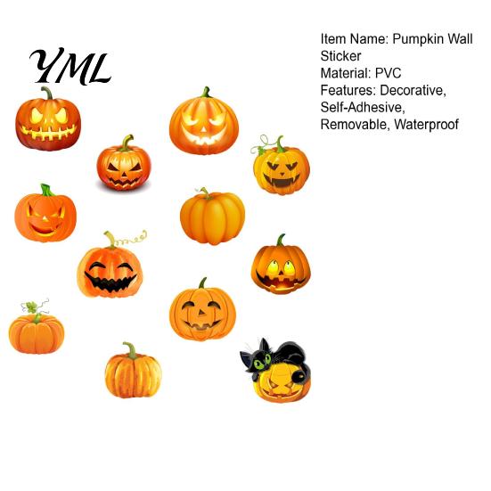 Non Scary Halloween Home Decor 3 Sheets Ghost Face Pumpkin Wall Sticker, Cute Black Cat Removable Stickers for Kids Decorative Decals, Waterproof PVC