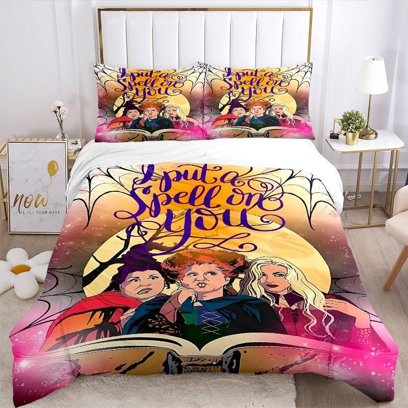 Hocus Pocus Spell Book Print 3Pcs Bedding Setduvet Cover With 2 Bedropillowcase Home Birthday Gift