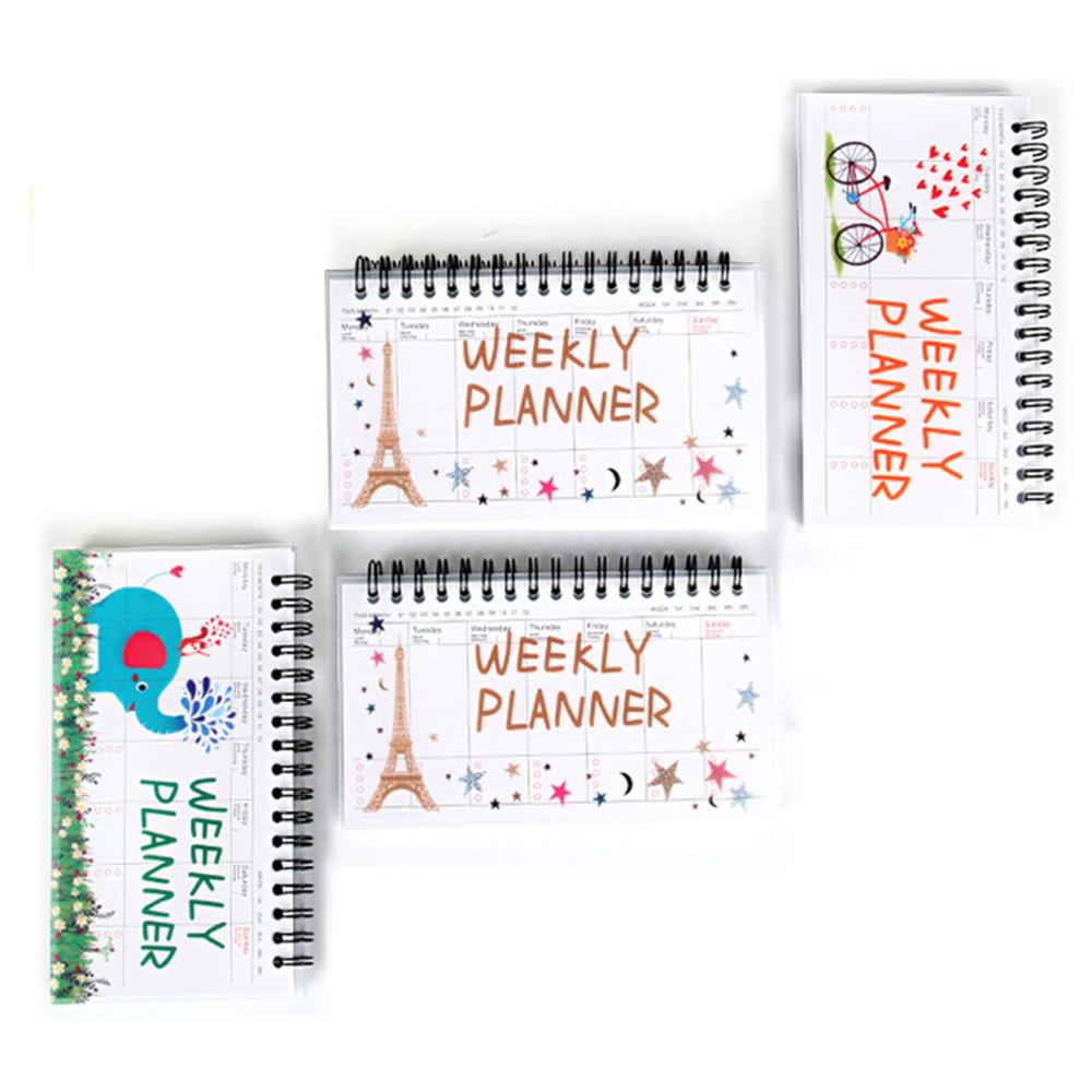 Notebook Up-turning Student Notebook Cartoon Weekly Planning Tearable Schedule Book
