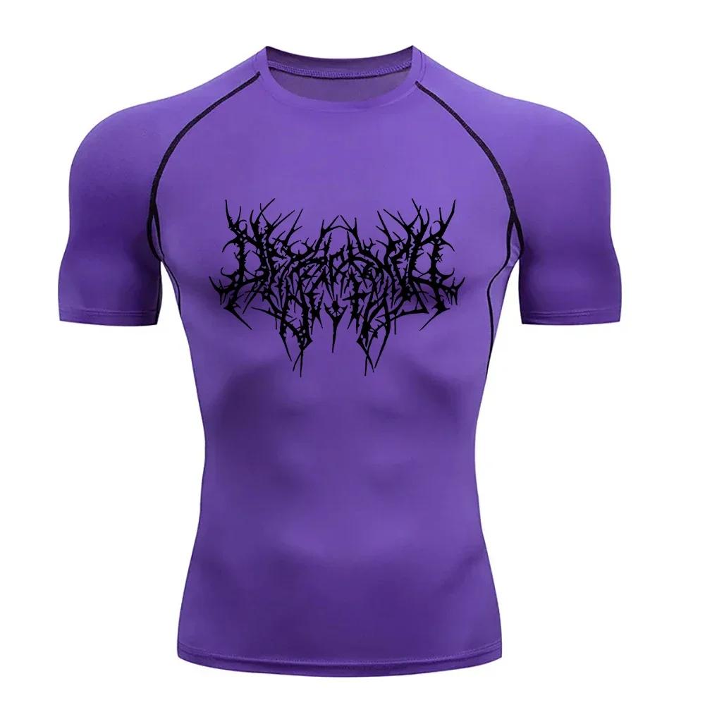 Sports Shirt Thorns Print Gym Tight T-Shirt Men's Running Fitness Quick-Drying Short-Sleeved Sports Workout Sportswear TopS-3XL