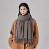 2025 Autumn/Winter New Women'S Solid Color Imitation Cashmere Scarf, High End And Versatile Scarf, Fashionable Thickened Men'S Tassel Shawl