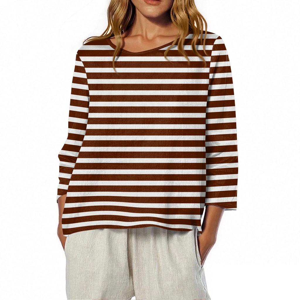 Женская футболка с круглым вырезом и рукавом 3/4 с принтом