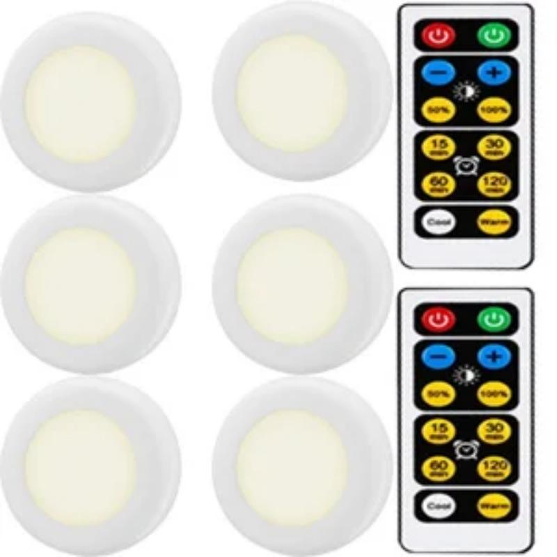 LED 1-6pcs Under Cabinet Light 3 Colors Dimmable Night Light with Remote Control Battery Powered Bedroom Lamp Wardrobe Lights