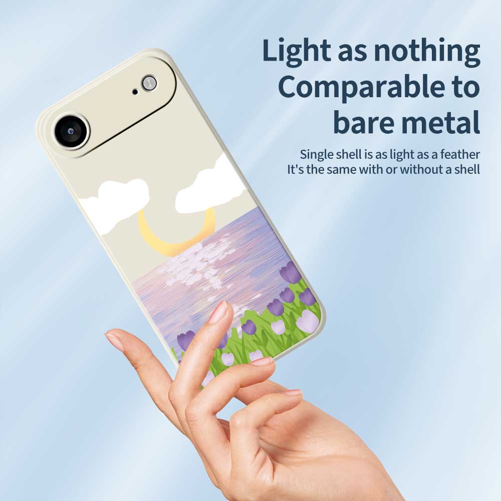 For iPhone 17 Air Case Flowers and Sea Pattern Printing Straight Edge TPU Phone Back Cover